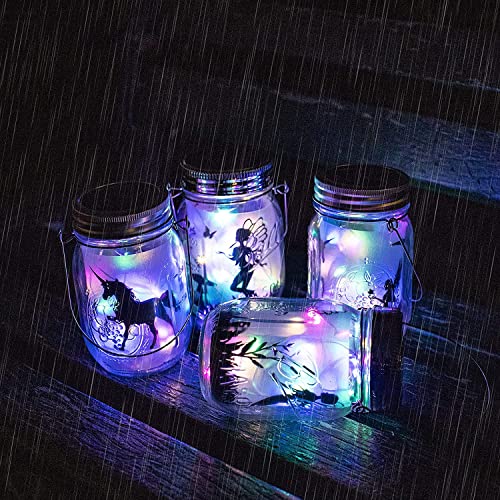 Solar Mason Jar Lid Light 8 Pack Multicolor Waterproof Outdoor Decor