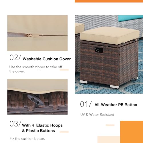 2 Piece Outdoor Patio Ottoman with Storage