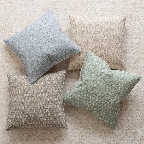 Decorative Floral Print Throw Pillow Covers 22×22 Powder Blue (2 Count)
