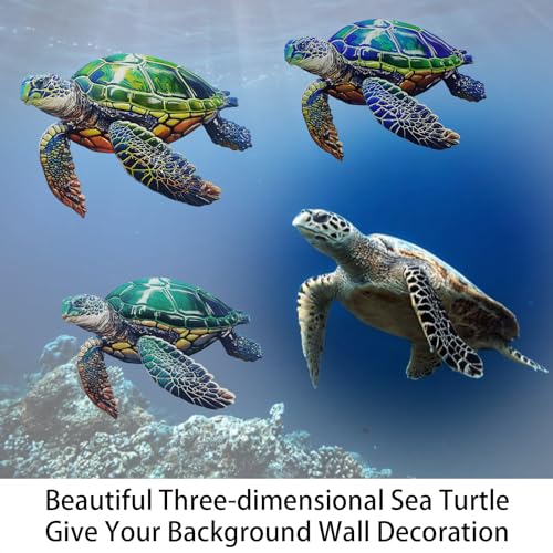 3Pcs Metal Turtle Sea Wall Decor Outdoor Garden Hanging Art Sculptures Home Ocean Theme Decorations for Kitchen Bathroom and Pool (3 Count)