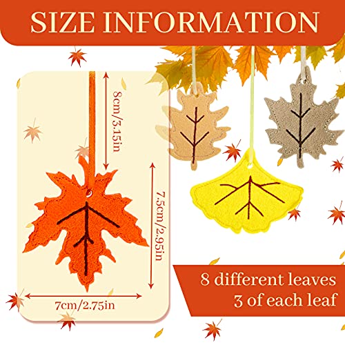 24 Pcs Thanksgiving Felt Ornaments Autumn Leaves Decor for Tree (24 Count)