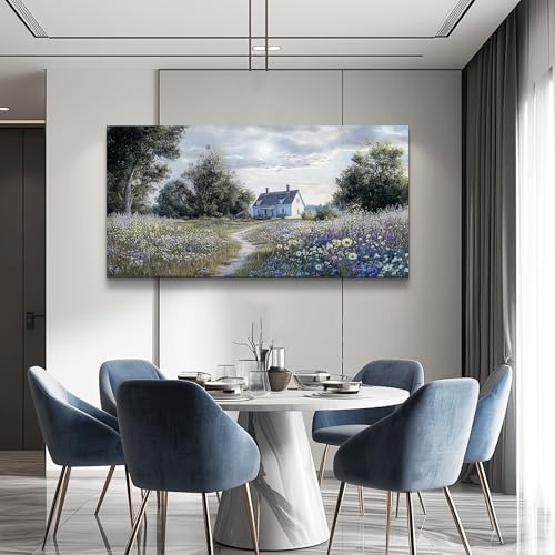 Canvas Wall Art For Living Room Bedroom Wall Decor For Office Farmhouse Mural Retro Pastoral Flower Sea Landscape Painting Room Hallway Prints Artwork Picture Wall Decoration 20x40 Inches