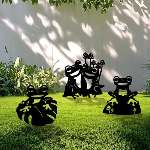 3 Pack Frog Metal Garden Decorative Stakes (3 Count)