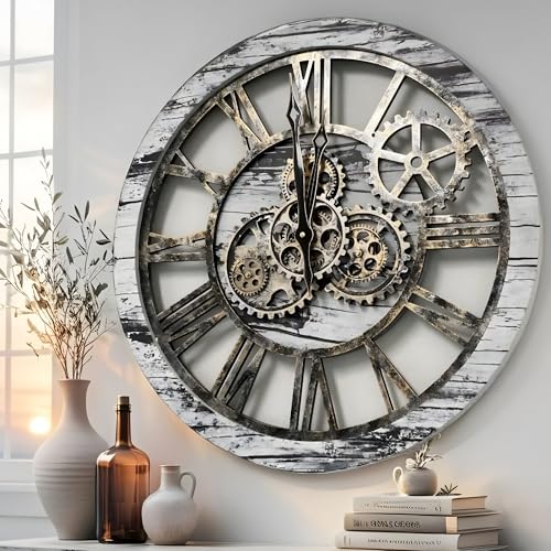 The Gears Clock The Original Real Moving Gear Wall Clock Vintage Industrial Oversized Rustic Farmhouse