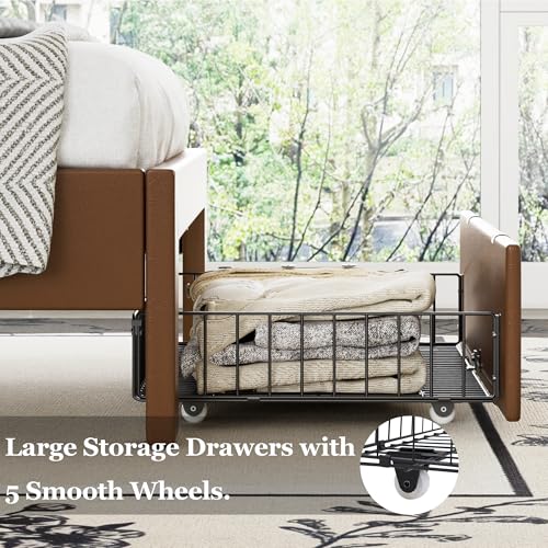 Twin Size Bed Frame with Storage Drawers