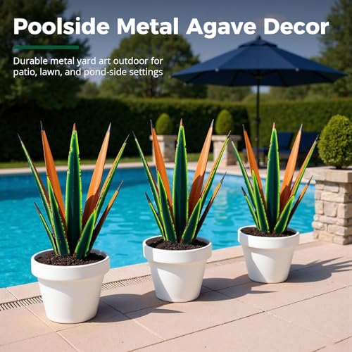 24” Metal Agave Plant Outdoor Decor