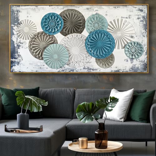 Wall Art Colorful Floral Canvas Painting 20"x40" with Framed