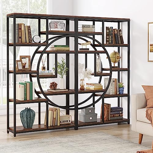 Industrial Bookshelf Bookcase with 9 Open Shelf