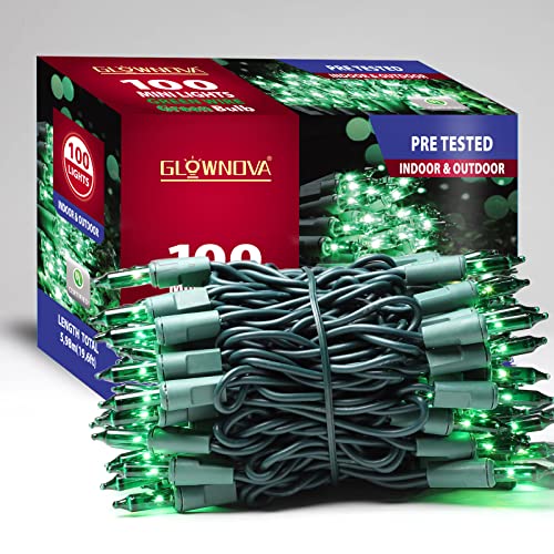 Green Wire Green 100 Incandescent Bulb Mini String Lights for Indoor Christmas Tree Garland Birthday Wedding Party Festival Decoration (100 Count)