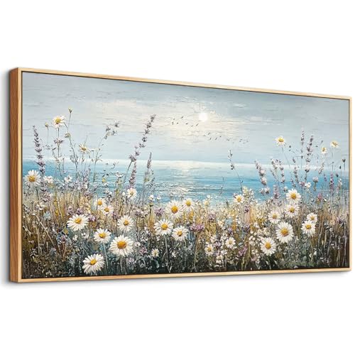 Wall Decor For Living Room Wall Art For Bedroom Office Decorations Blue Ocean Paintings Flowers Watercolour Wall Pictures Canvas Artworks Home Decor Ready To Hang Wood Framed 20x40 In