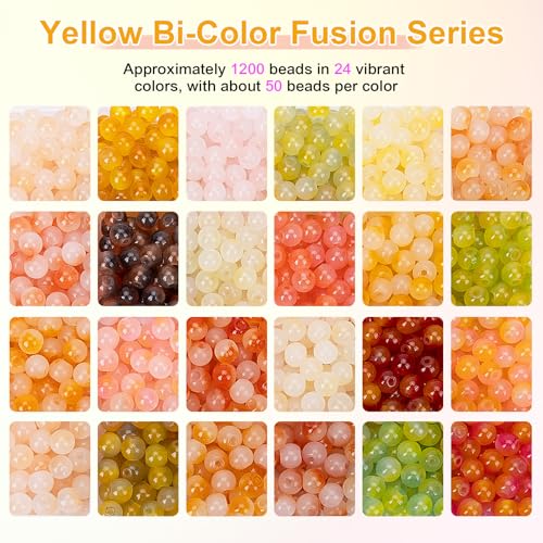 About 1200+ pcs 6mm Glass Beads Bracelet Making Kit (1200 Count)