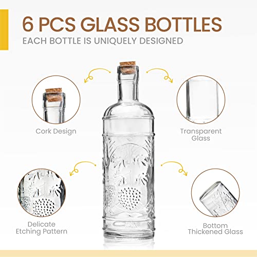 Assorted Clear Glass Bottles with Corks (6 Count)