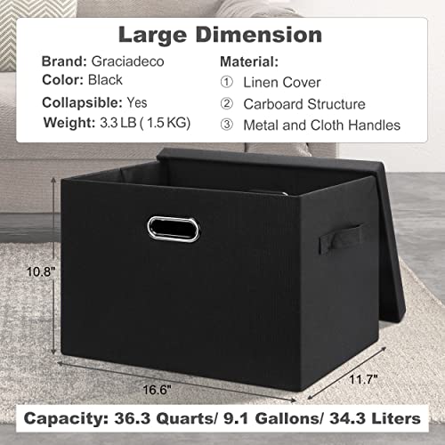 Large 17" 36 Quart Collapsible Stackable Storage Bins with Lids (3 Count)