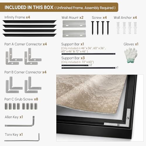 46"x72" Extra Large Framed Wall Art Soft Sand Wave Abstract Neutral Illustration for Home Living Room Bedroom Decor