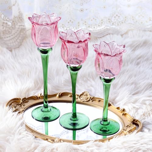 Pink Tulips Votive Candle Holders Set of 3 (3 Count)