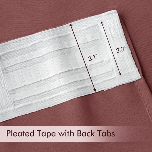 Dusty Rose Back Tab Blackout Curtains 52x63 Inches Long 2 Panels Set