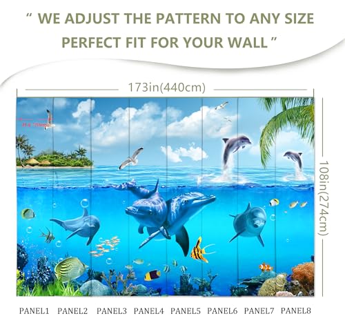 Ocean Wallpaper White Gull Dolphin Wall Mural