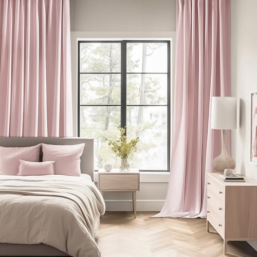 Light Pink Back Tab Blackout Curtains 52x63 Inches Long 2 Panels Set (2 Count)