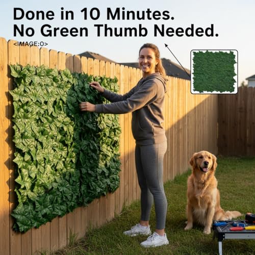 Faux Ivy Privacy Fence Screen Outdoor Expandable Artificial Greenery Roll Fake Hedge Wall Patio Green Plastic Leaf Plant Vine Grass Panels Gate Covering for Garden Yard Balcony (65 Sq Ft)