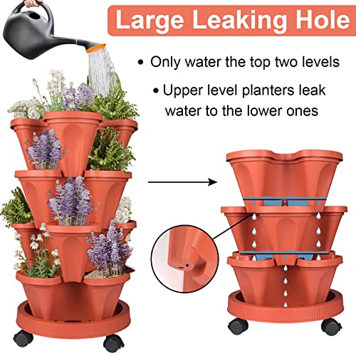 Stackable Planter with Removable Wheels and Garden Tools