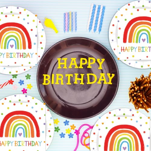 40 Pcs Happy Birthday Party Dinner Dessert Plates and Napkins Sets (40 Count)