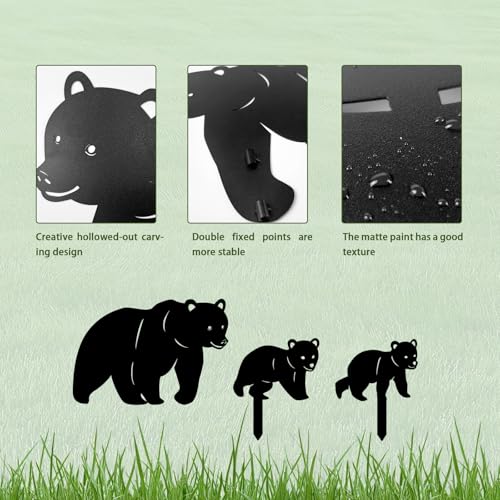 3 Pack Bear Metal Garden Decorative Stakes (3 Count)