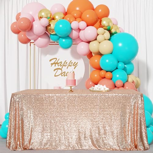 Sequin Tablecloth 50x72 Inch Rose Gold for Wedding Party