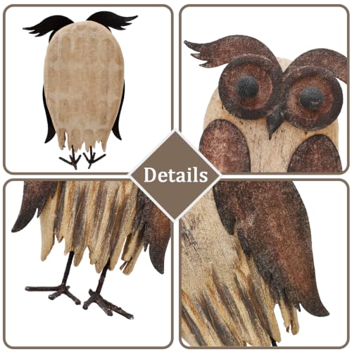 Owl Figurines Decor Animal Statue for Home Wooden Stand Owl Sculptures