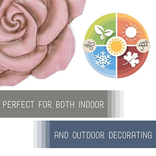 NAT & Jules Rose Flower Shaped Dimensional Indoor Outdoor 12 inch Cast Resin Decorative Garden Stepping Stone