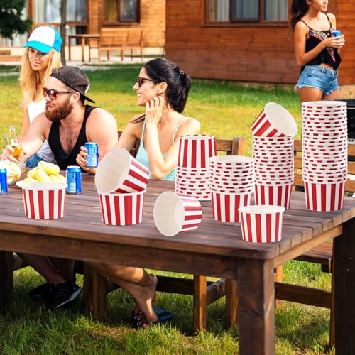 Greencian 120Pcs 12oz Red and White Ice Cream Cups for Hot or Cold Food