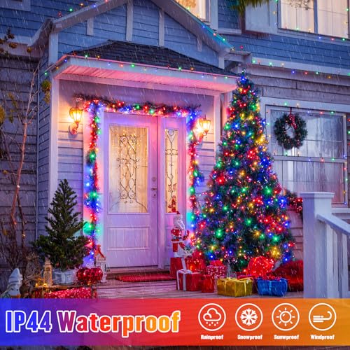 2 Pack Solar String Light 100LED 32.8ft 8 Modes Solar Christmas Lights Waterproof for Gardens (65.6 Foot)