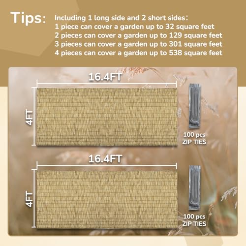 Natural 2 Pack 4FT X16.4FT Reed Fencing Roll Bamboo Privacy Screen (2 Count)