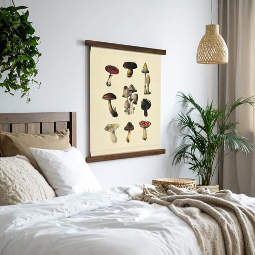 Hanging Linen Mushroom Tapestry Vintage Wall Art Hanging