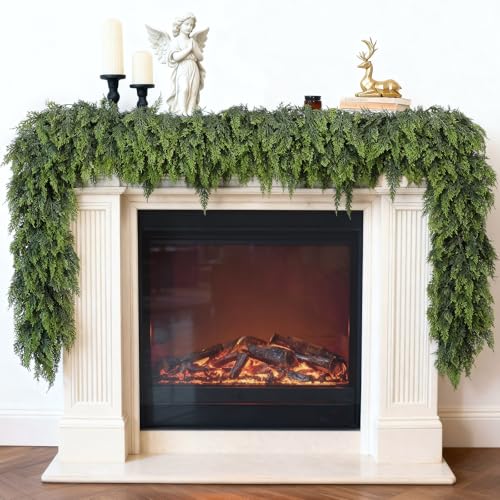 Lifelike Touch Artificial Christmas Cedar Garland for Mantle (6 Foot)