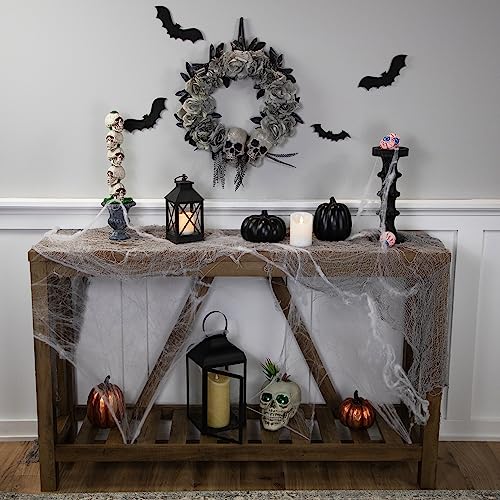 Double Skull and Roses Small Artificial Halloween Wreath