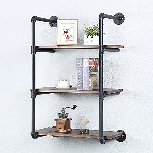 Industrial Pipe Shelves With Wood Planks