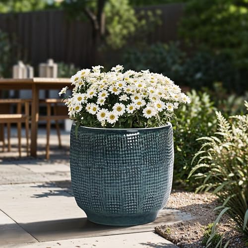 LuxenHome 12" Large Round Ceramic Pots for Plants
