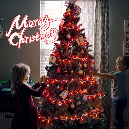 2PACK 50 Count 13ft Red Christmas Lights with White Wire