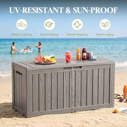 130 Gal Package Delivery Box Lockable Outdoor Storage Boxes Grey