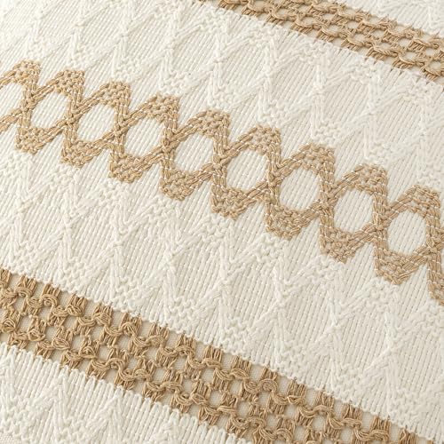 Set of 2 Neutral Boho Decorative Pillow Covers 16x16 Inch (2 Count)