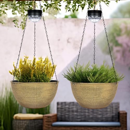 2 Pack Solar Hanging Planters for Plants Outdoor (2 Count)