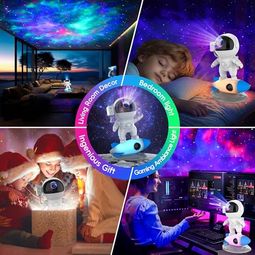 Astronaut Galaxy Projector Night Light with Rocket Lamp
