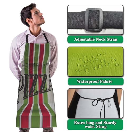 Cute Cooking Apron for Men Retro Pizza Pinafore Aprons for Women for Kitchen Cooking Restaurant BBQ Painting Crafting Gardening 27”
