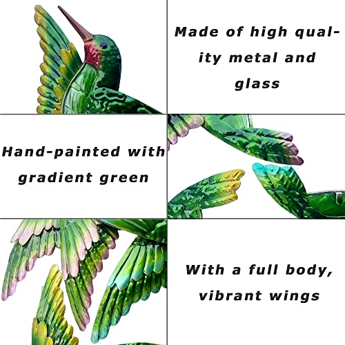 Glass Hummingbird Wall Art Hummingbird Decor Metal Fence Decorative Hanging