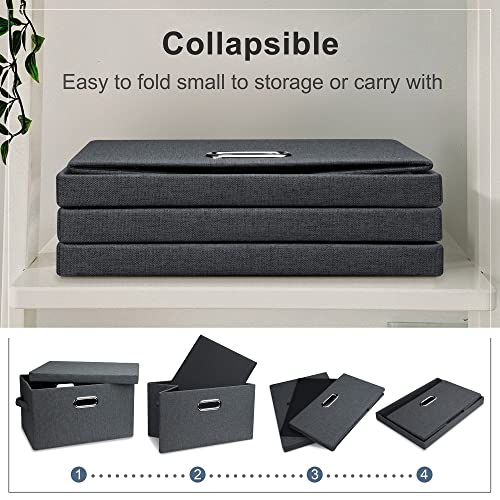 Medium 15" 21 Quart Collapsible Stackable Storage Bins with Lids (3 Count)
