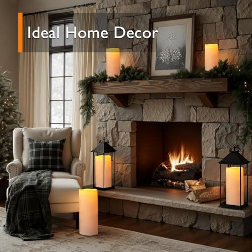 12" x 5" Large Waterproof Outdoor Flameless Candles with Remote Control and Timer (4 Count)