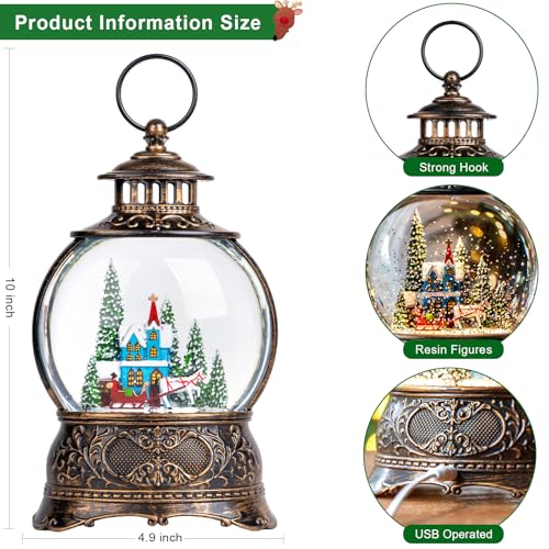 Christmas Snow Globes Christmas Water Lantern with Carriage Blue Church