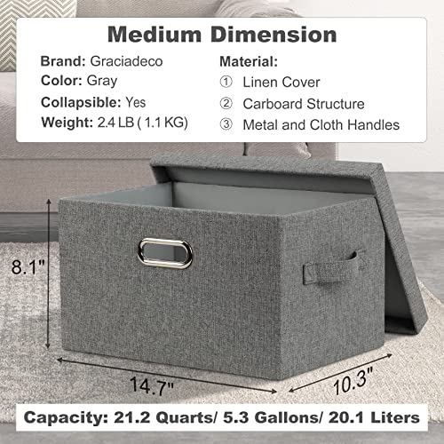 Medium 15" 21 Quart Collapsible Stackable Storage Bins with Lids