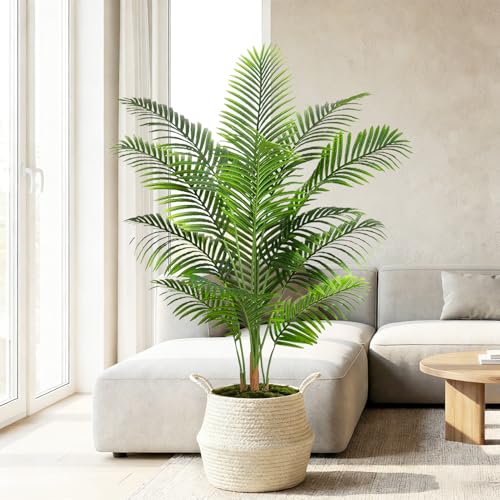 2 Pack Artificial Palm Tree Indoor Plant 5FT Tall Fake Tropical Palm Tree in Pot (2 Count)