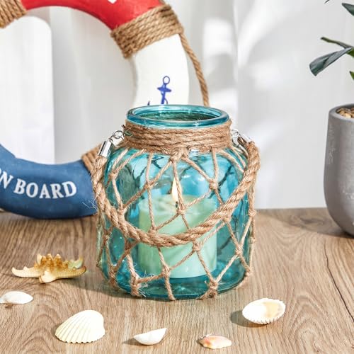 2 Set Nautical Lanterns Rope Handle (2 Count)